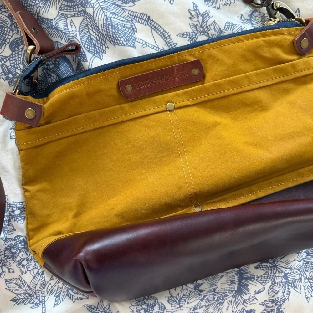 Yorkshire Fox Crossbody Purse Bag Handmade Made in UK Waxed Cotton Leather Brass